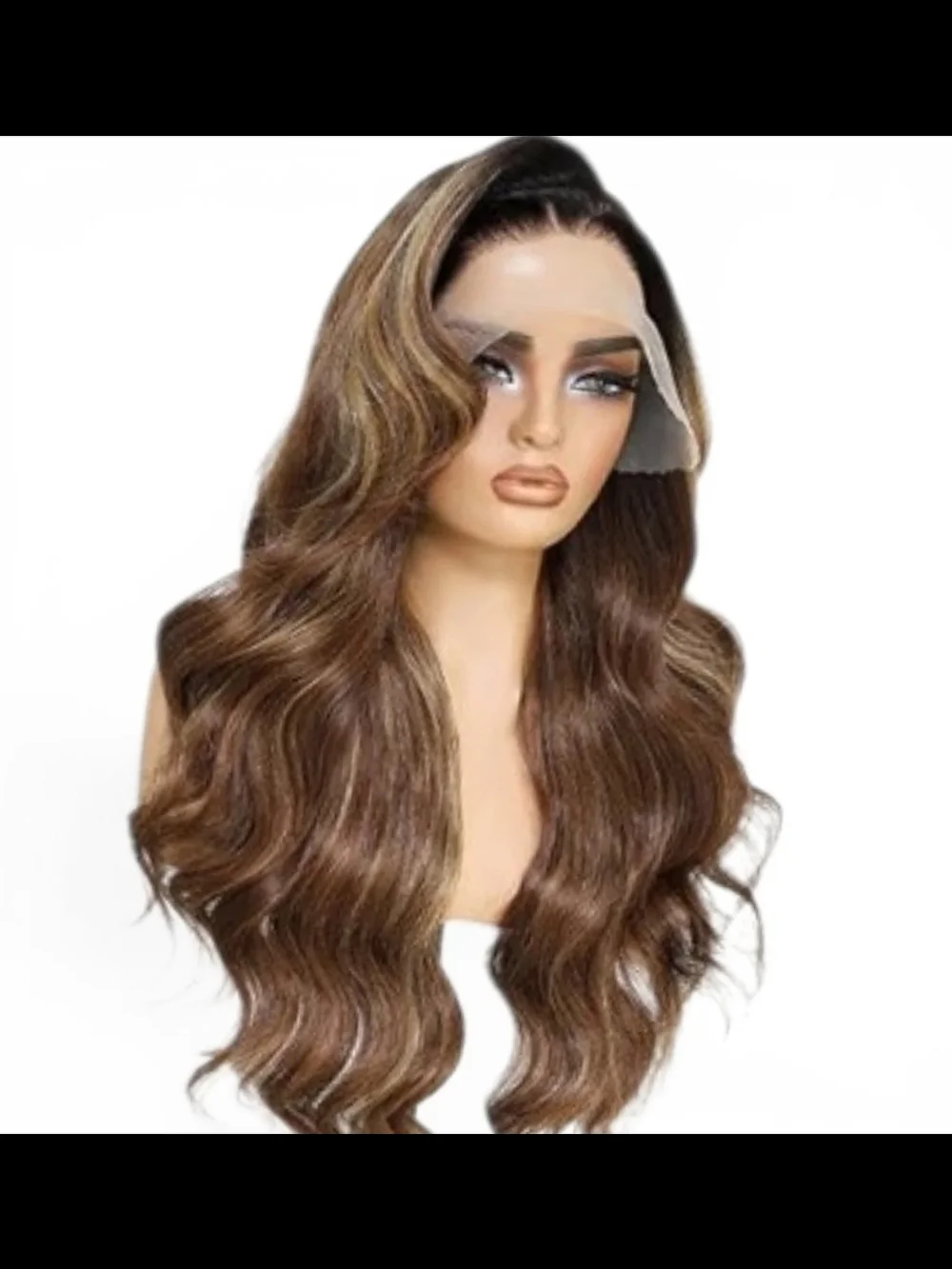 Luxury Brown Balayage Lace Front Wig 28 Inch- Women's Hair Syntetic